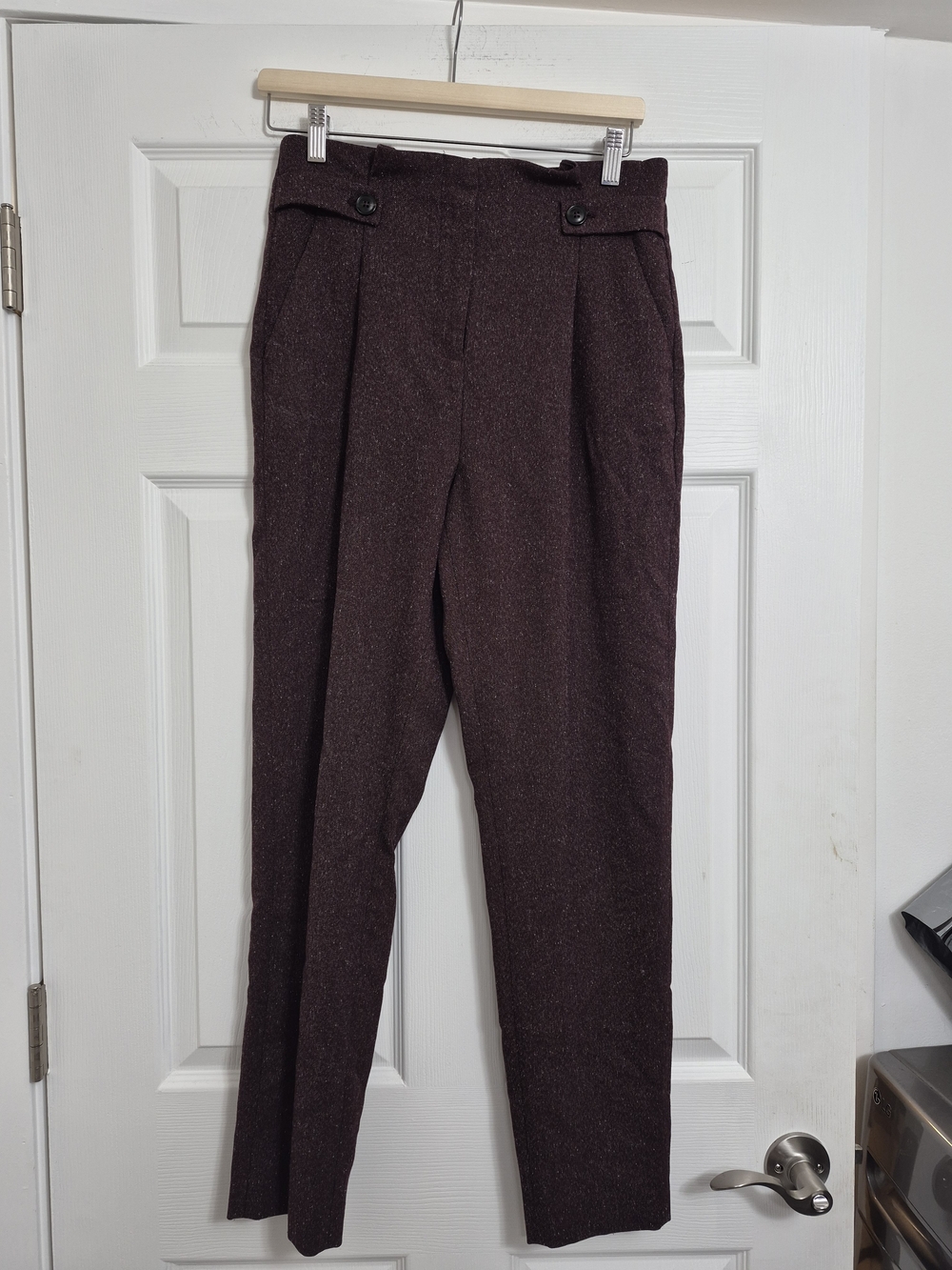 RW&CO. Tailored High-Waist Pants in Dark Wine